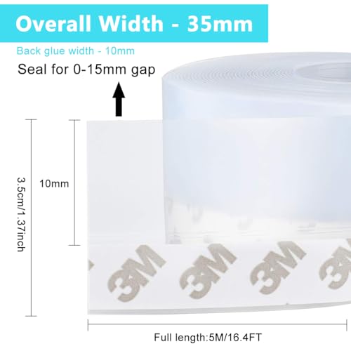 HASTHIP® 5M Window Sealing Strips for Gap - Silicone Window Weather Stripping, 35MM Door Weatherstrip Door Seal Strips, Weather Stripping for Doors and Windows - Image 2