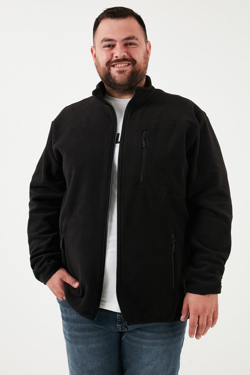 Buratti Regular Fit Stand Collar Zippered Plus Size Polar Fleece Cardigan Men's Cardigan 5906028B  - Image 3