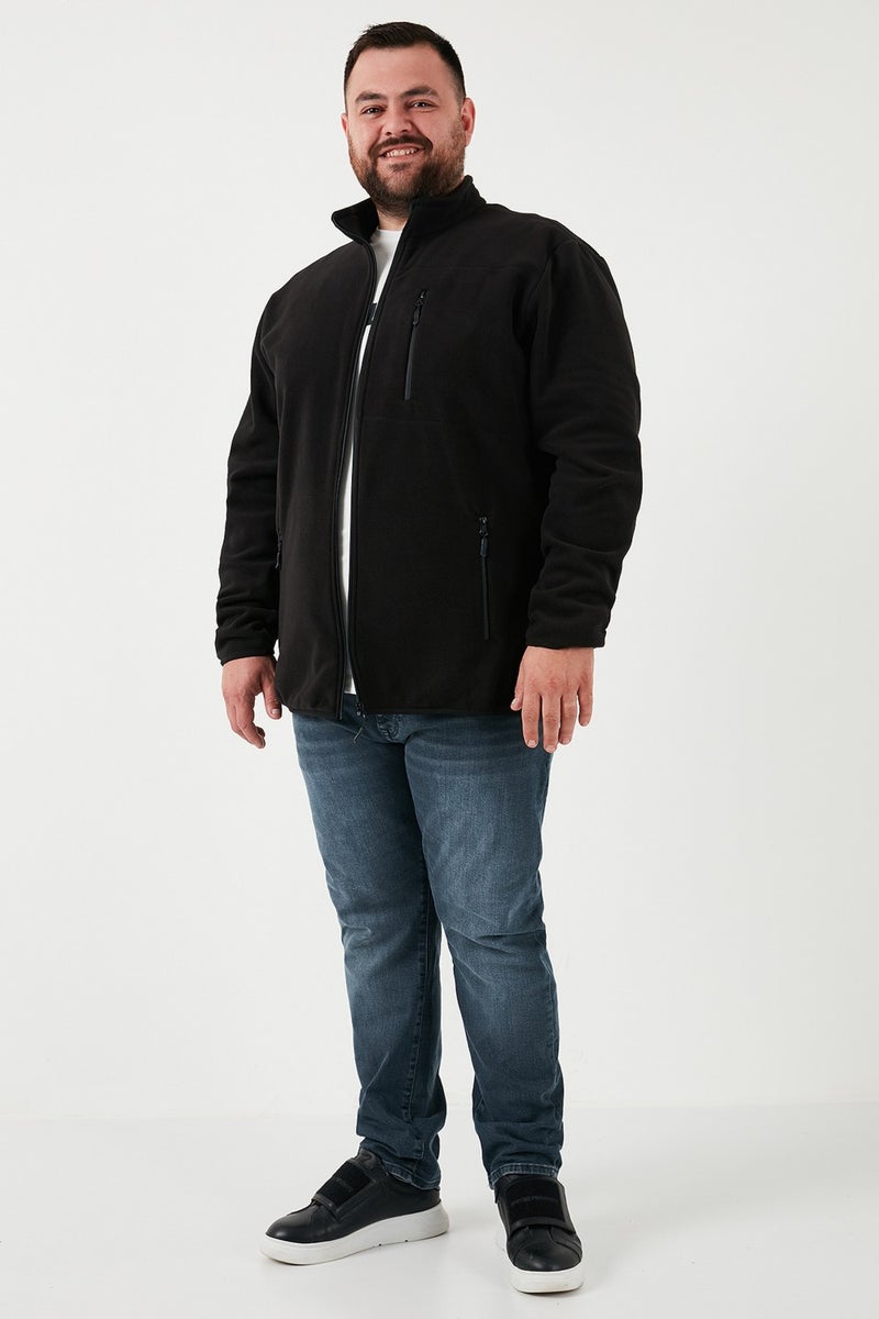Buratti Regular Fit Stand Collar Zippered Plus Size Polar Fleece Cardigan Men's Cardigan 5906028B  - Image 2