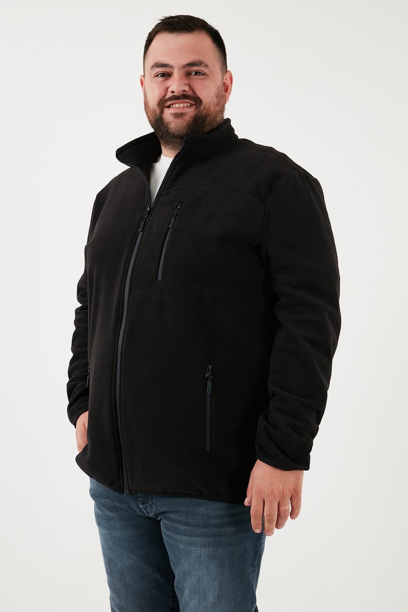Buratti Regular Fit Stand Collar Zippered Plus Size Polar Fleece Cardigan Men's Cardigan 5906028B  - Image 1