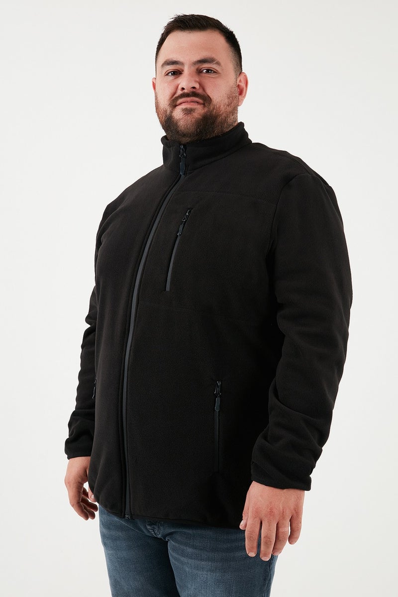 Buratti Regular Fit Stand Collar Zippered Plus Size Polar Fleece Cardigan Men's Cardigan 5906028B  - Image 4