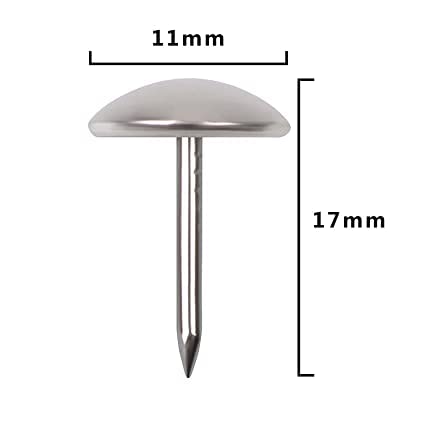 VEEOMI Sofa Hardware 11mm Round Head Upholestry Chair Nails Decorative Nails Pushpins Tacks Silver Chrome 100 Pcs 11mm Head  - Image 3
