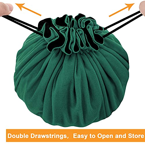 SIQUK Large Dice Bag with Pockets Big Capacity Dice Bag Drawstring Dice Pouch DND Dice Storage Bag for RPG MTG Table Games, Hold over 300 Dice, Dark Green - Image 4