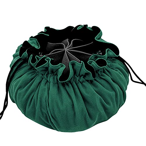 SIQUK Large Dice Bag with Pockets Big Capacity Dice Bag Drawstring Dice Pouch DND Dice Storage Bag for RPG MTG Table Games, Hold over 300 Dice, Dark Green - Image 3
