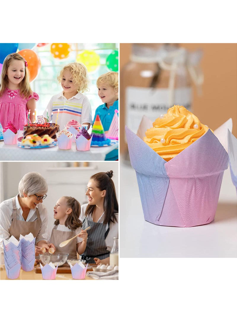 Sweet seven أكواب كعك التوليب - 100 كوب مافن للخبز، حفلات الزفاف، أعياد الميلاد، الحفلات - أكواب كعك مقاومة للدهون - Image 4