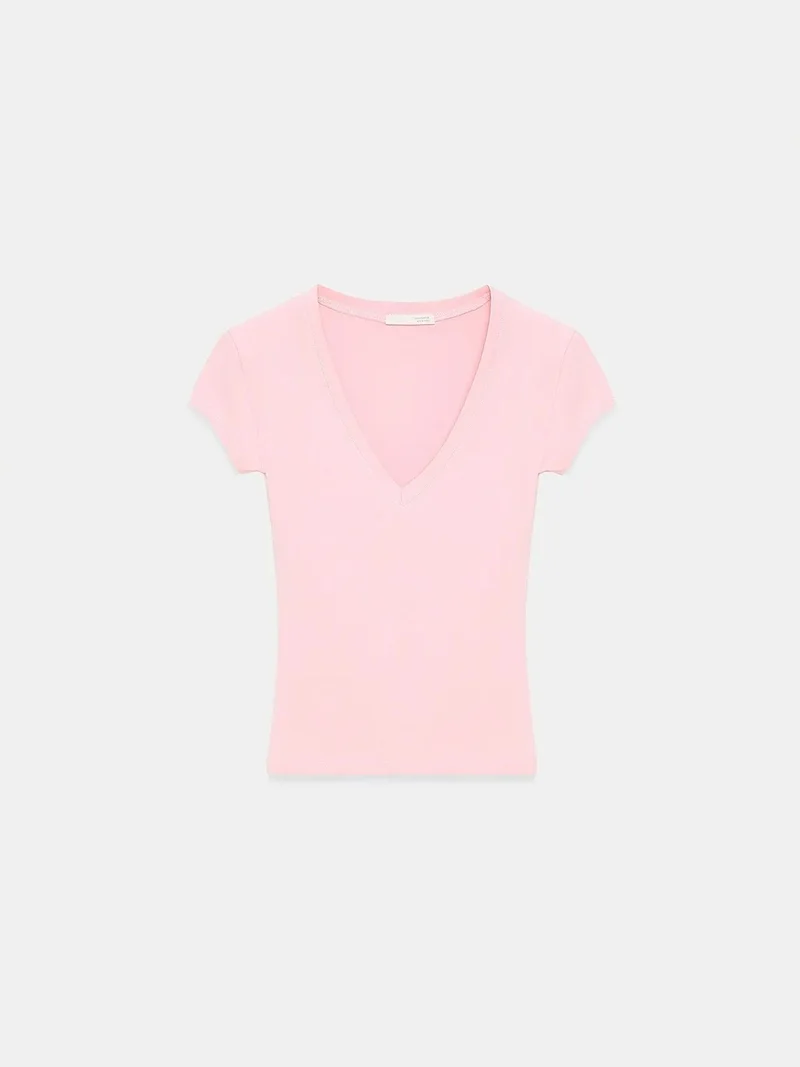 Dilvin DILVIN Slim Fit V-Neck Jersey Blouse