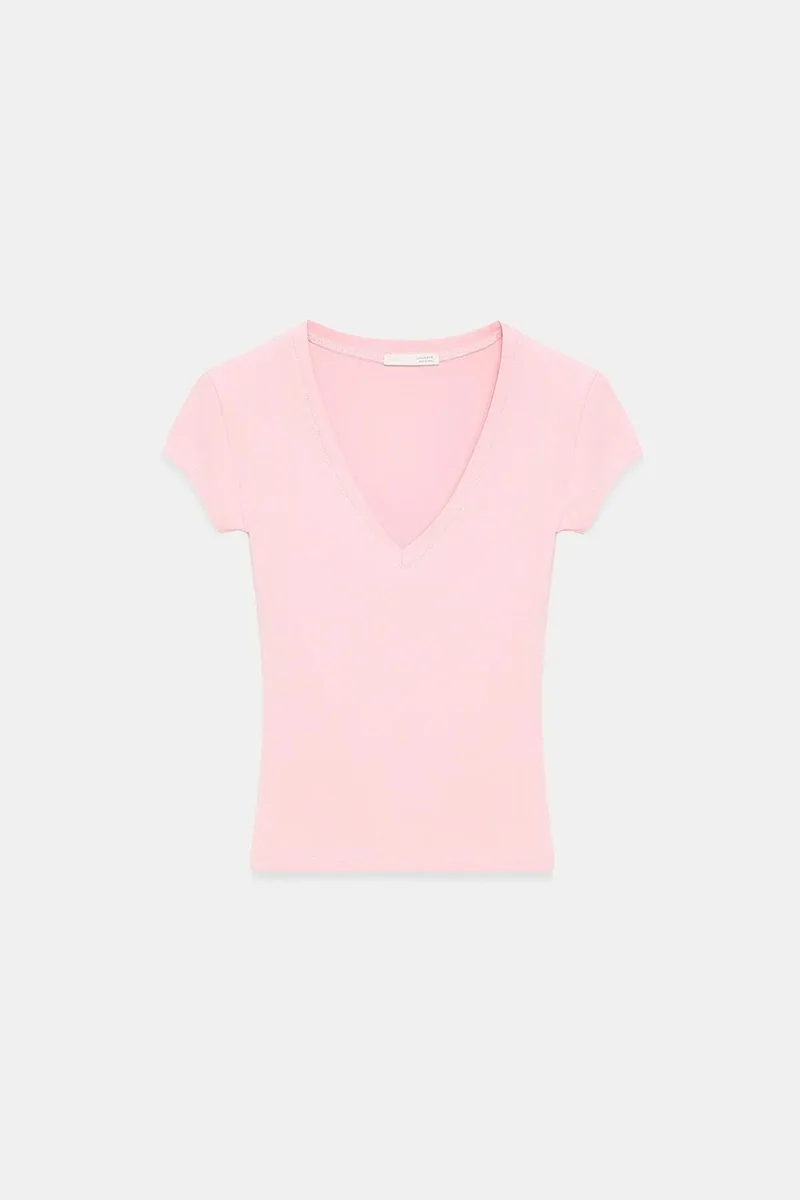 DILVIN Slim Fit V-Neck Jersey Blouse