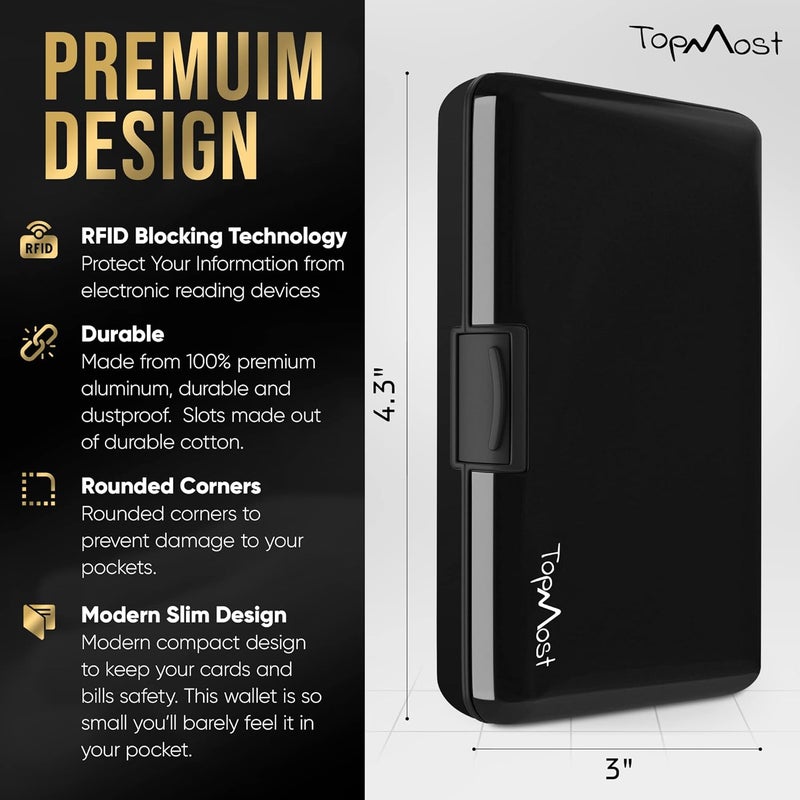 TopMost Aluminum Wallet, Card Case Wallet, Metal RFID Credit Card Holder for Men & Women, 6 Cotton Slots for 12 Cards And Bills, Rfd Protective - Image 2