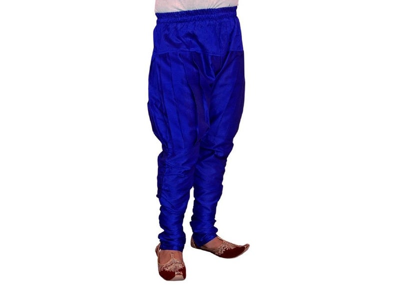 Royal Kurta Men's Silk Blend Harem Baloon Pants Blue - Image 1