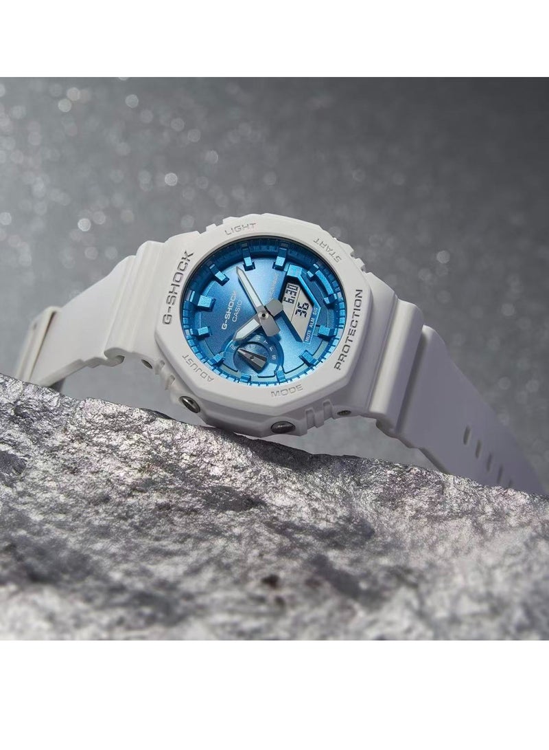 CASIO dual-display liquid crystal/needle series - water-resistant and shock-proof for sports. Quartz movement. Plastic strap. Japanese and Korean made. Men's and women's models. Blue dial. - Image 2