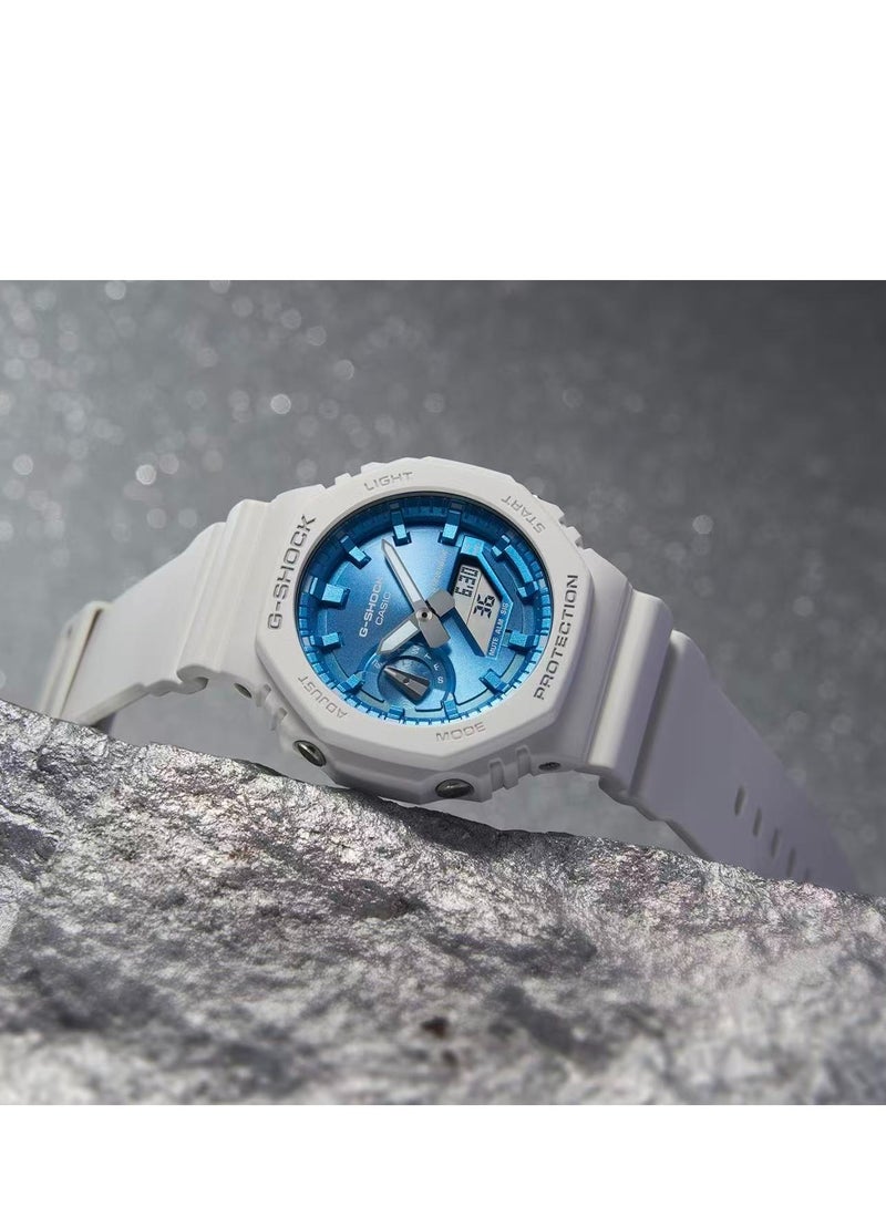 CASIO dual-display liquid crystal/needle series - water-resistant and shock-proof for sports. Quartz movement. Plastic strap. Japanese and Korean made. Men's and women's models. Blue dial. - Image 3