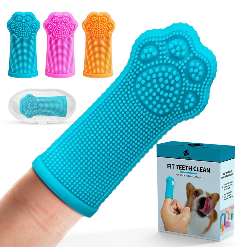 Hera Harmony Finger Toothbrush for Dogs & Cats, Soft Silicone Pet Dental Care Brush for Plaque & Tartar Removal, Teeth Cleaning & Gum Massage, Reusable 3 Pack - Image 1