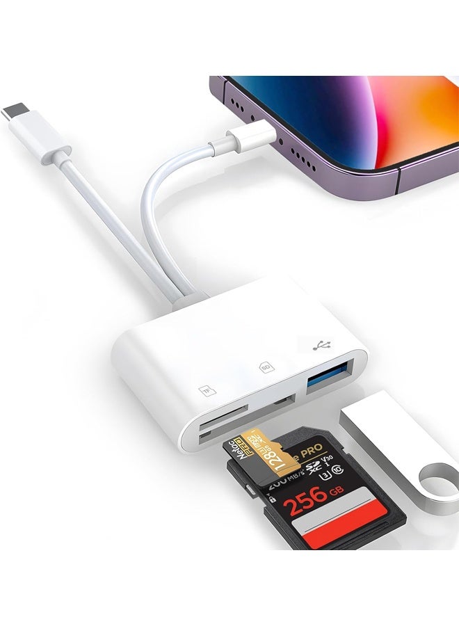 SD Card Reader for iPhone iPad Mac, Digital Camera Adapter to iPhone Lightning u0026 USB C Dual Connector, - Image 1