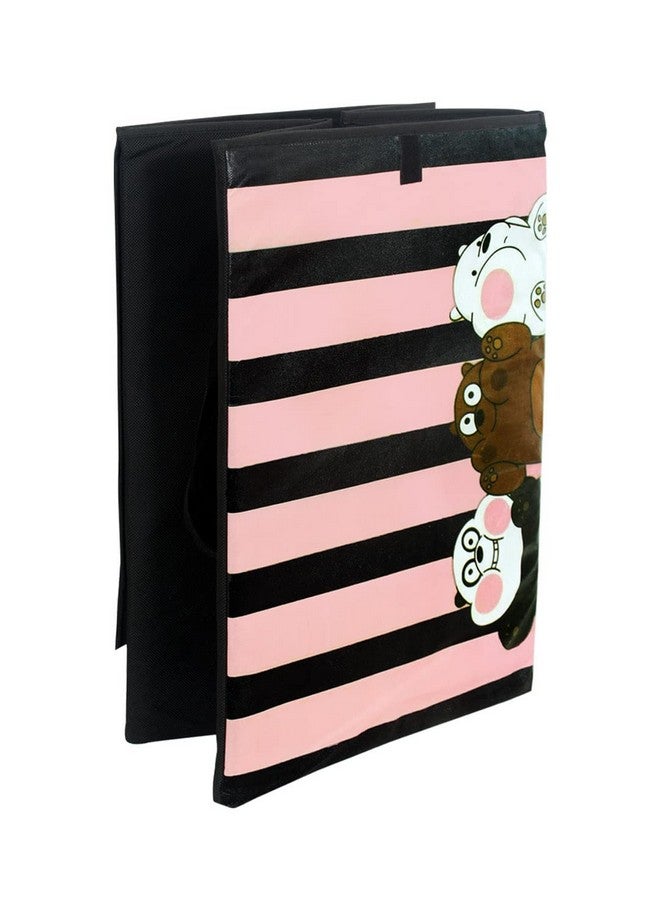 PrettyKrafts 75L Non Woven Panda Printed Square Foldable Large Laundry Bag/Basket With Lid & Handles, Freestanding Cloth/Toy Storage Organizer for Bedroom, Dorm (35x35x55cm, Black, Set of 1) - Image 5