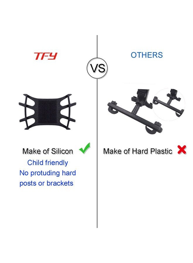 TFY Car Mount Universal Car Headrest Mount Holder with Silicon Holding Net Compatible with Both 4.5-6 Inch Phones and 7-10.5 Inch Tablets - Image 4