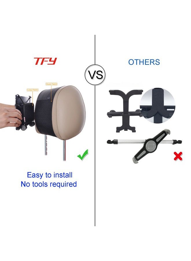 TFY Car Mount Universal Car Headrest Mount Holder with Silicon Holding Net Compatible with Both 4.5-6 Inch Phones and 7-10.5 Inch Tablets - Image 5
