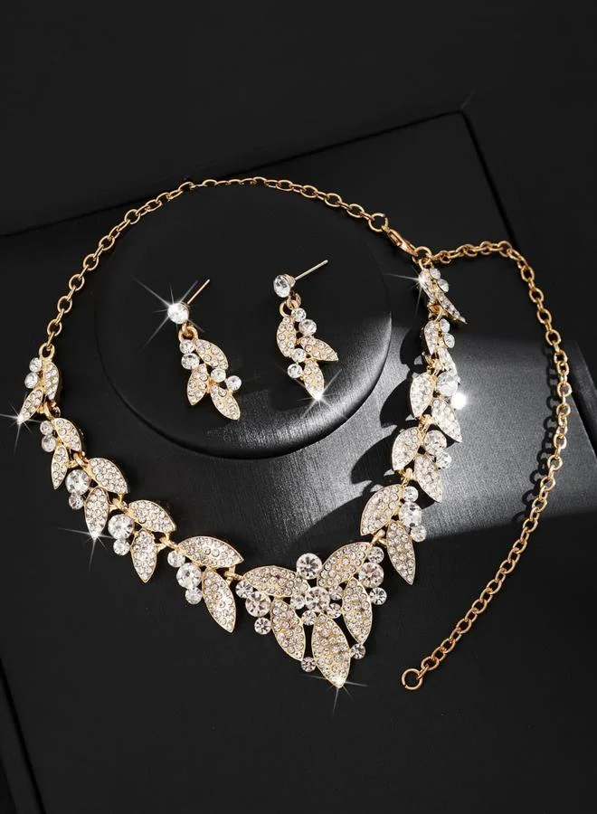 Take Two 2-Piece Rhinestone Embellished Necklace and Earrings Jewelry Set