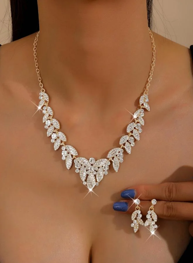 Take Two 2-Piece Rhinestone Embellished Necklace and Earrings Jewelry Set