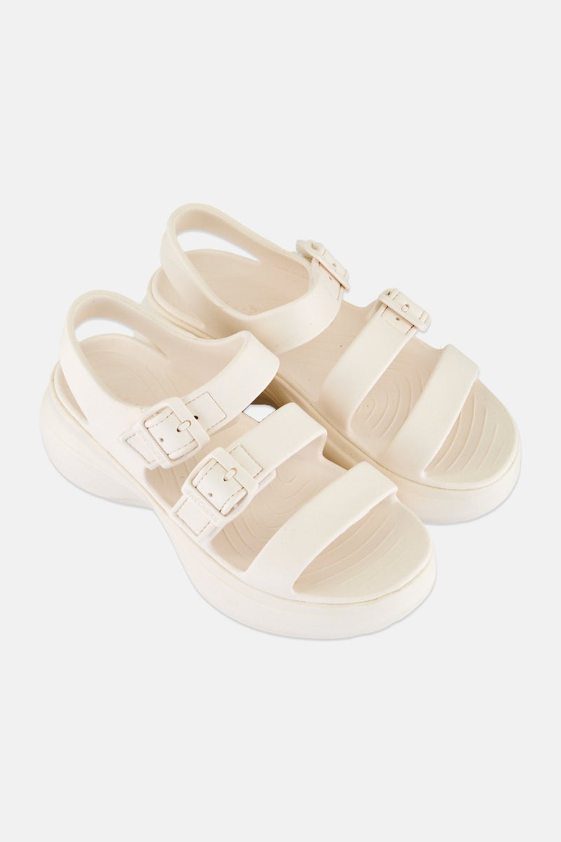 SKECHERS Women Foamies Tai Get Real Velcro Closure Sandals, White - Image 2