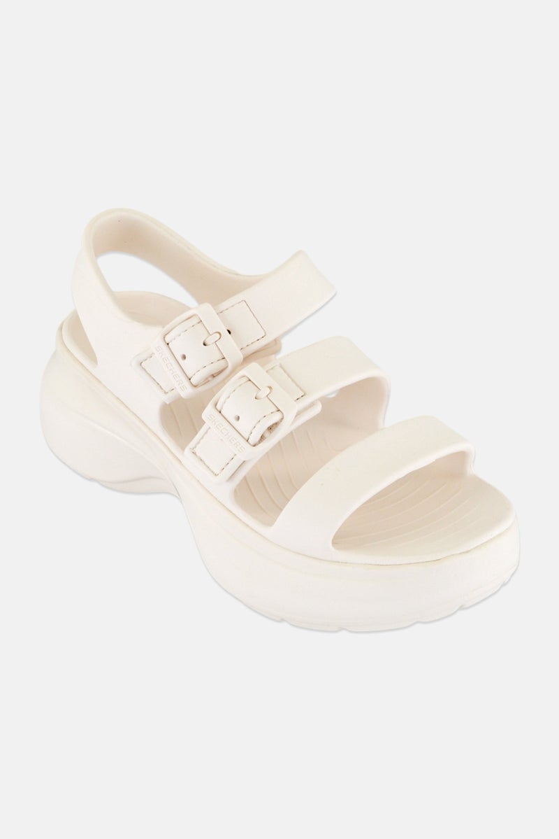 SKECHERS Women Foamies Tai Get Real Velcro Closure Sandals, White - Image 1