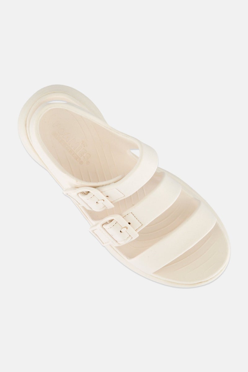 SKECHERS Women Foamies Tai Get Real Velcro Closure Sandals, White - Image 4
