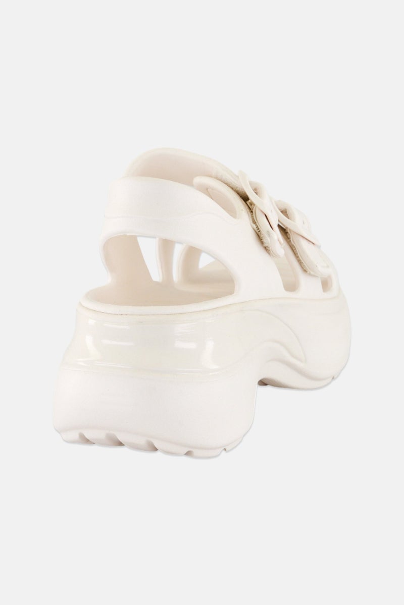 SKECHERS Women Foamies Tai Get Real Velcro Closure Sandals, White - Image 3