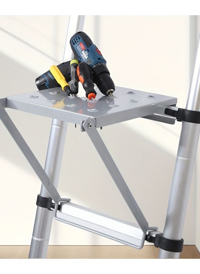 Adjustable Aluminum Ladder Platform Heavy Duty Non Slip Compact Storage - Image 2