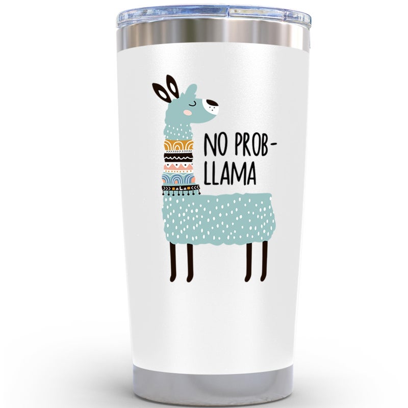 KLUBI Llama Gifts for Women 20 Ounce Mug No Prob Llama Tumbler with Straw Lama Cup Gift for Mom from Daughter