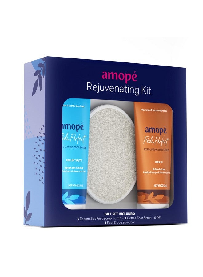 Amope Amopé Rejuvenating Kit Contains Exfoliating Sugar Foot Scrubs With Epsom Salt Coffee And A Nourishing Blend Of Moisturizers To Rejuvenate Smooth Soothe & Relax Your Feet With Foot & Leg Scrubber  - Image 1
