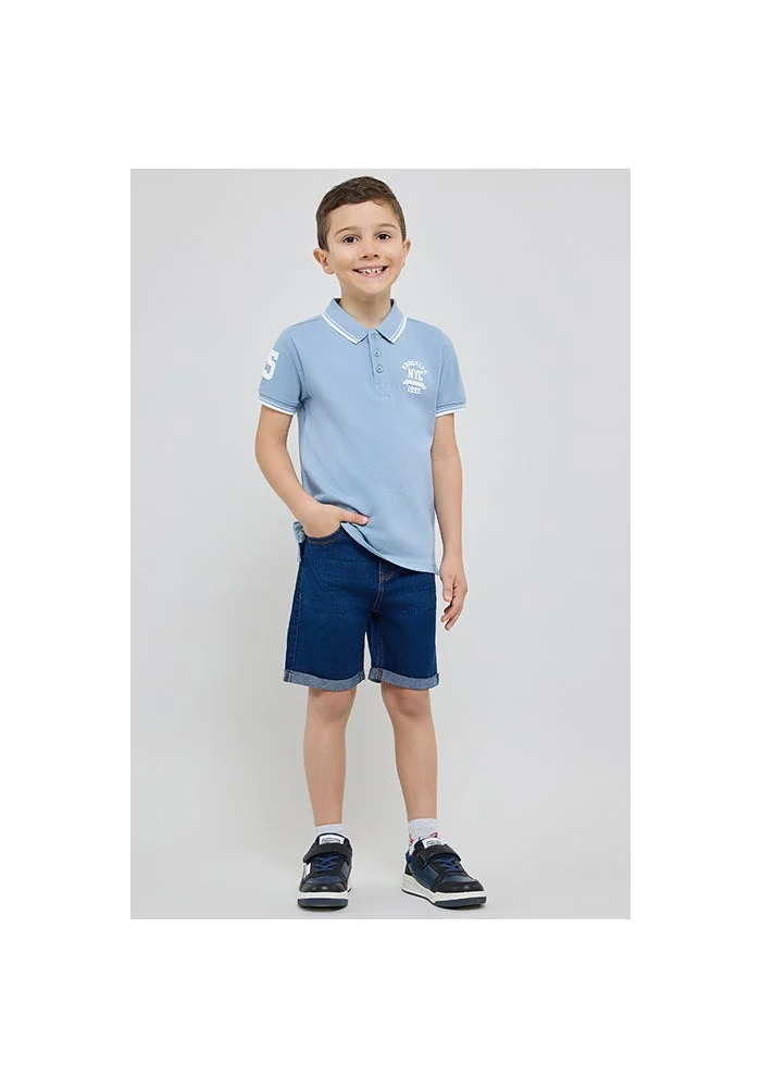 R&b Print Detail Polo T-Shirt with Short Sleeves