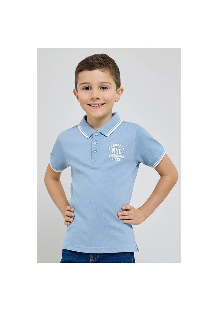 R&b Print Detail Polo T-Shirt with Short Sleeves