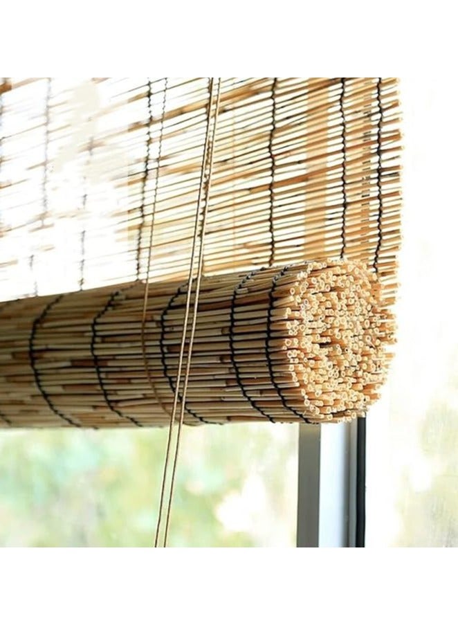 LINGWEI Bamboo Blinds Outdoor Retro Bamboo Roller Blinds Privacy Window Roller Blinds Balcony Decoration Sunshade Beige - Image 3