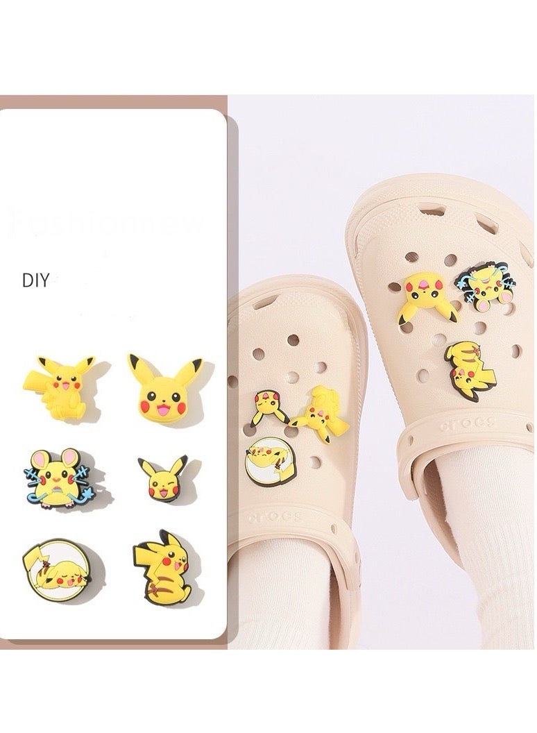 Cute cartoon Pokémon PVC shoes ornament suit crocodile shoes cartoon croc DIY accessories pvc charming sandal shoe charms cute shoe decoration