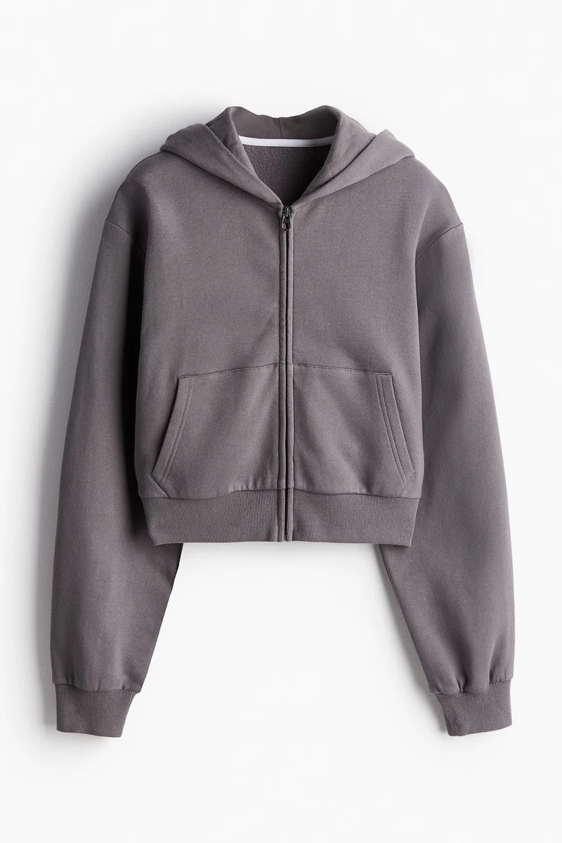 H&M Grey Dark Zip-Through Sports Hoodie for Women | Best Price UAE