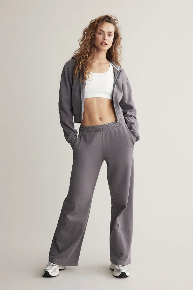 H&M Grey Dark Zip-Through Sports Hoodie for Women | Best Price UAE