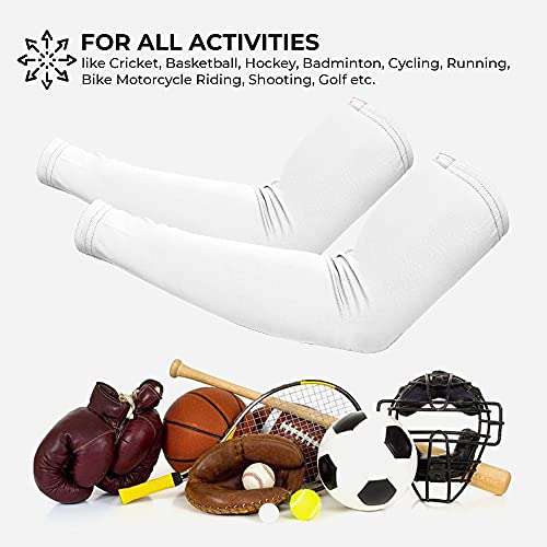 Autofy Pro-Fit 240 GSM Outdoor Indoor Use Unisex Arm Sleeves UV Tan Protection for Men Women Children with Compression & Cooling Effect (Pack of 2-4pcs) (White) - Image 3