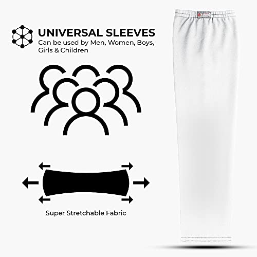 Autofy Pro-Fit 240 GSM Outdoor Indoor Use Unisex Arm Sleeves UV Tan Protection for Men Women Children with Compression & Cooling Effect (Pack of 2-4pcs) (White) - Image 4