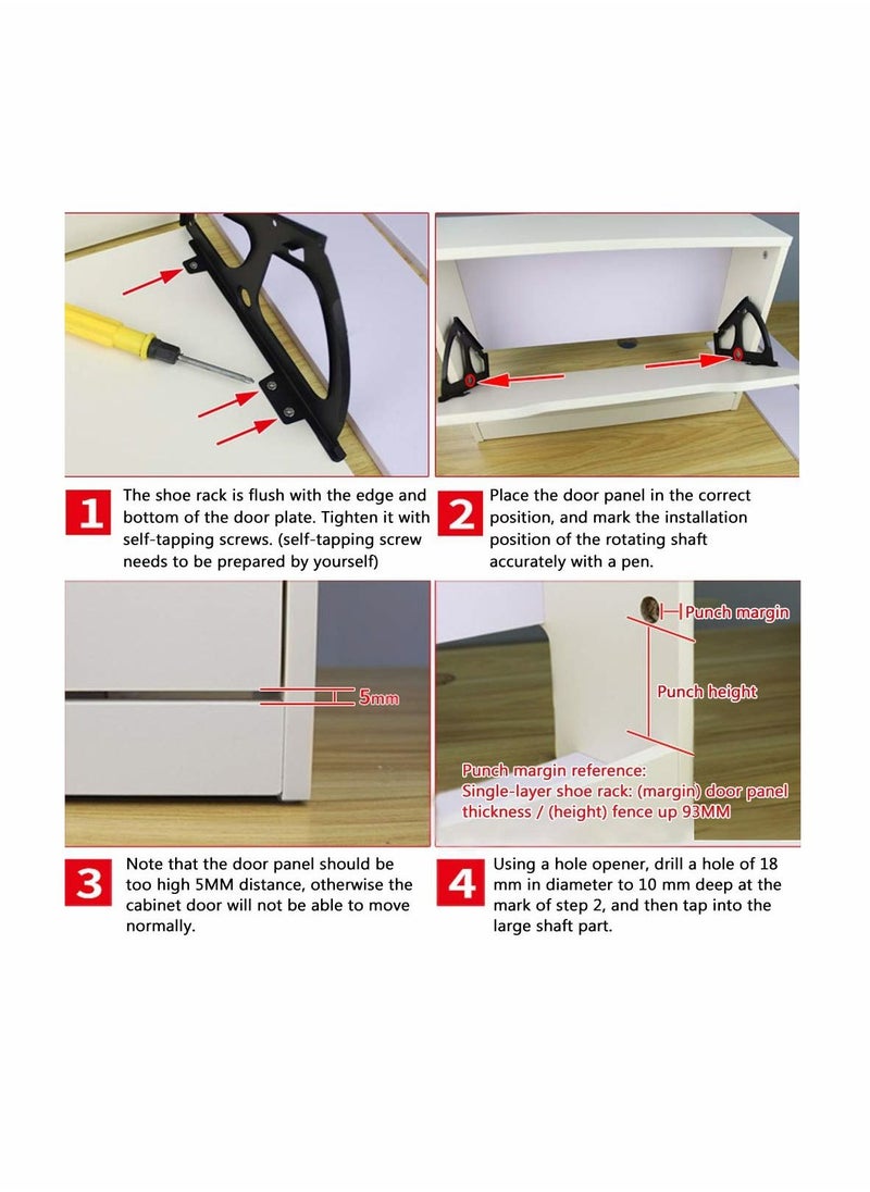 Y&D - 2Pcs Shoes Drawer Cabinet Hinges Turing Rack Replacement Fittings for Kitchen Living Room Shoe Storage Flip Frame Furniture Parts Hardware Stainless Steel - Image 1