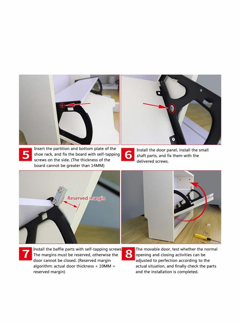 Y&D - 2Pcs Shoes Drawer Cabinet Hinges Turing Rack Replacement Fittings for Kitchen Living Room Shoe Storage Flip Frame Furniture Parts Hardware Stainless Steel - Image 1