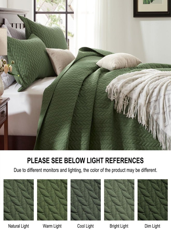 SunStyle Home طقم لحاف SunStyle Home مزدوج، لون أخضر زيتوني، خفيف الوزن، غطاء سرير ناعم قابل للعكس لجميع الفصول، قطعتان، طقم مفروشات مربعة مبطنة باللون الأخضر العسكري (لحاف واحد وغطاء وسادة واحد) (68 بوصة × 86 بوصة). - Image 4