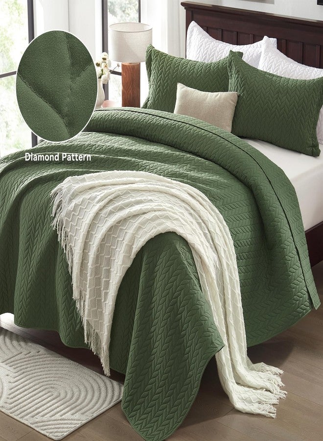 SunStyle Home طقم لحاف SunStyle Home مزدوج، لون أخضر زيتوني، خفيف الوزن، غطاء سرير ناعم قابل للعكس لجميع الفصول، قطعتان، طقم مفروشات مربعة مبطنة باللون الأخضر العسكري (لحاف واحد وغطاء وسادة واحد) (68 بوصة × 86 بوصة). - Image 2