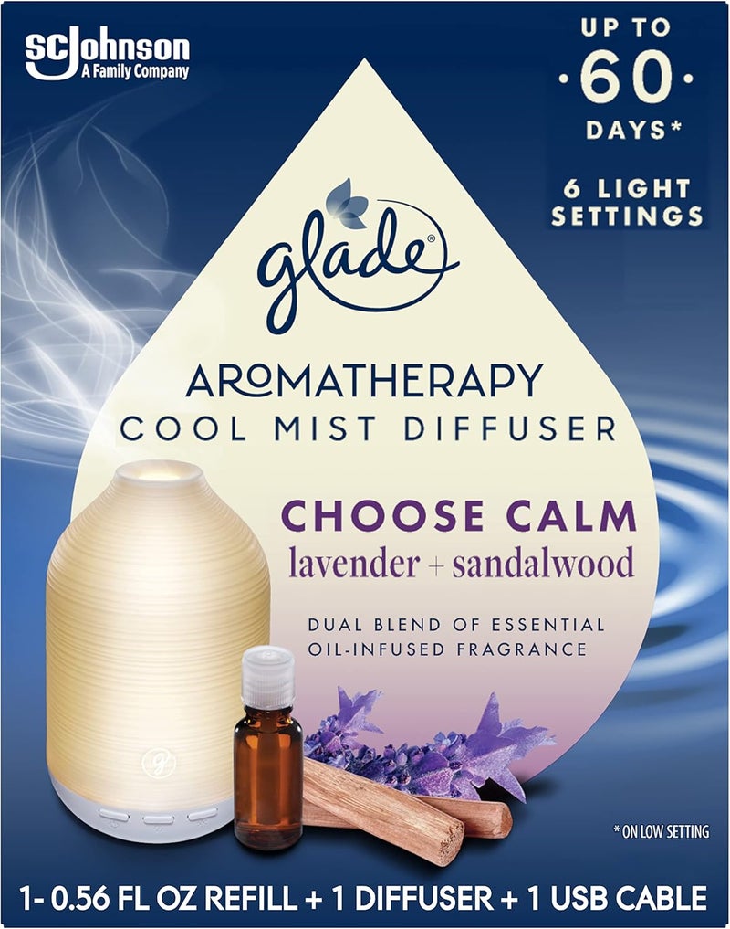 Glade Aromatherapy Diffuser & Essential Oil, Air Freshener for Home, Choose Calm Scent with Notes of Lavender & Sandalwood, 0.56 Fl Oz - Image 1