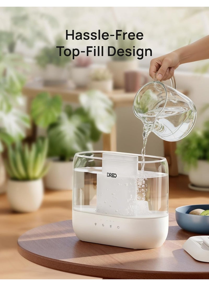 DREO Humidifier for Bedroom Baby, 4L Cool Mist Supersized Humidifiers for Home, 28 dB Quiet Air Humidifier for Room, Oil Diffuser, 36H Runtime, Night Light, Top-Fill, Easy to Clean & Fill, White - Image 4