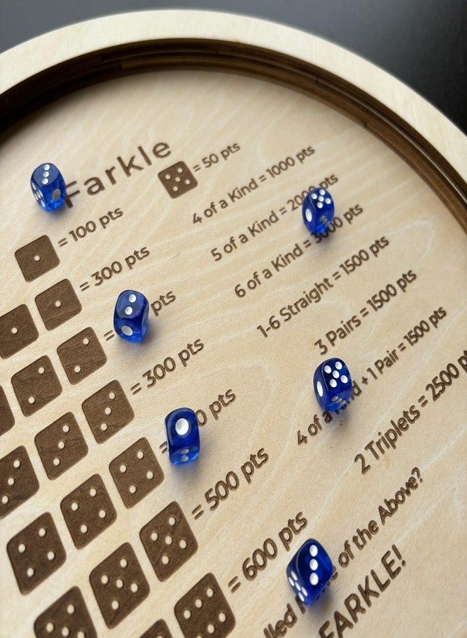 NatldGs Farkle Dice Tray, Farkle Dice Game with Tray and 2 Sets of 6 Dice, 12" Wooden Dice Tray for The Classic Family Game - Image 2