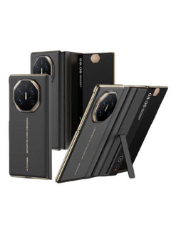 اووكاي جراب جلدي متوافق مع Huawei Mate XT، مع دعامة مخفية، مقاوم للزلازل والسقوط، مع غطاء ذكي للاستيقاظ/النوم التلقائي للنافذة لهاتف Huawei Mate XT (أسود)  - Image 1