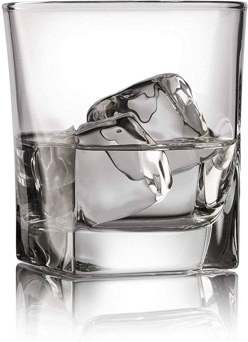 KAHAAN Round Square Whiskey Glass Square Shape Rocks Glasses Whiskey Wine Glass Scotch Glass 250 ml Heavy Base Glass Cups for Water Juice Beer Cocktail Set of 6 Clear - Image 4