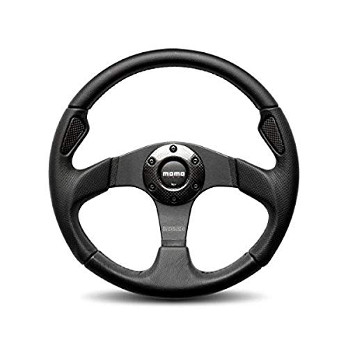 MOMO JET35BK0B Jet Black 350 mm Leather Steering Wheel - Image 1