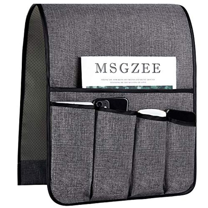 SOFA ARMREST ORGANIZER NONSLIP ARM CHAIR HANGING CADDY REMOTE CONTROL HOLDER FOR MAGAZINE PHONE BOOKS GLASSESGREY13IN