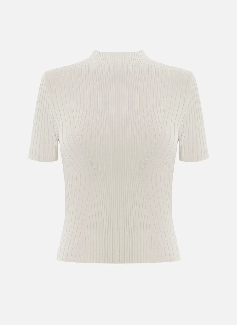Lichi Short-sleeved rib-knit top