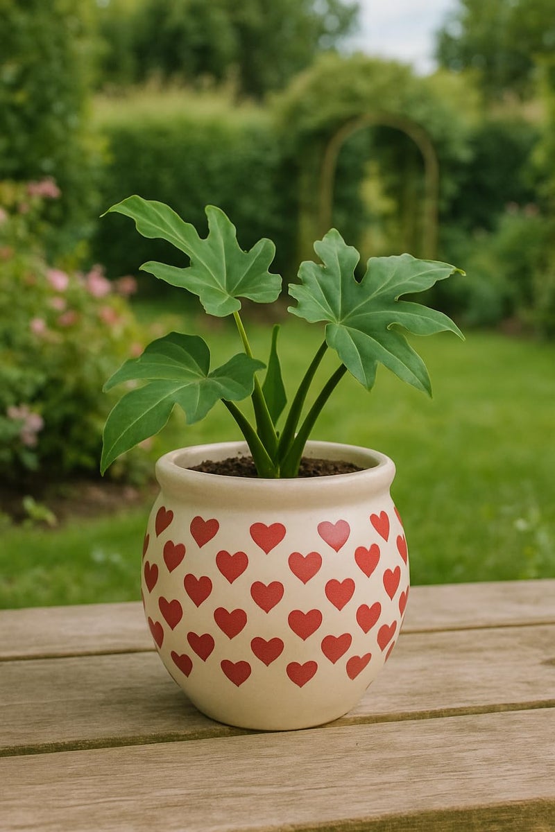 Niyara Handcrafted Ceramic Flower Planter Pot | Decorative Indoor & Outdoor Pot | Multicolor Red Heart Print Design | Ideal for Home, Garden, Balcony, Office | Décor 6 Inch Heigh (Red Heart) - Image 2